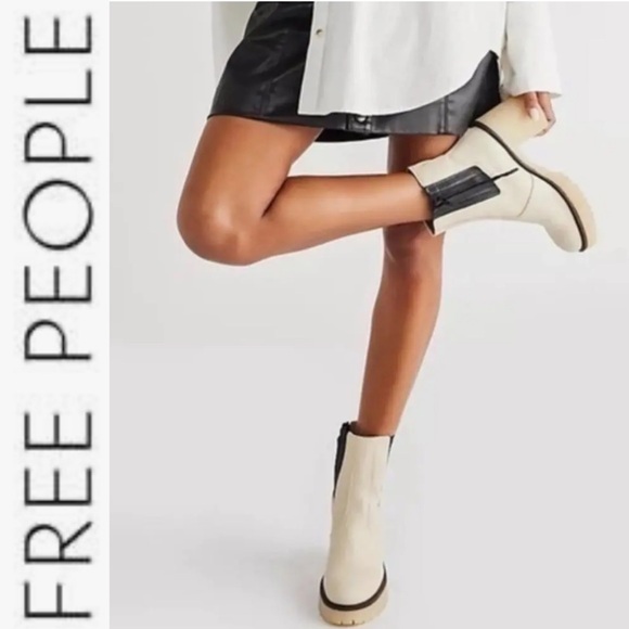 Free People Shoes - FREE PEOPLE WHITE LEATHER JAMES CHELSEA PLATFORM ANKLE BOOTS **NIB**